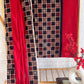 Black Blocked Ajrakh Cotton Suit Set with Marron Bottom and Chanderi Dupatta