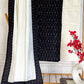 Black Ikat Cotton Suit Set with Off-White Bottom and Chanderi Dupatta