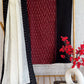 Maroon Ikat Cotton Suit Set with Black Bottom and Chanderi Dupatta