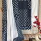 Blue Suit Set with White Cotton Silk Bottom and Georgette Dupatta
