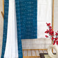 Blue Ikat Suit Set with White Cotton Silk Bottom and Georgette Dupatta