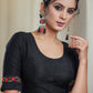Black Cotton Silk Blouse with Exclusive Hand  Bead Embroidery Work on Back and Sleeves