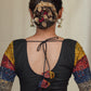 Black Cotton Blouse With Colourful Ajrakh Patchwork in the Sleeves