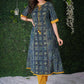 Indigo Blue Kurta with Mustard Detailing