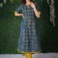 Indigo Blue Kurta with Mustard Detailing