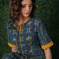 Indigo Blue Kurta with Mustard Detailing