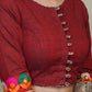 Maroon Cotton Handloom Blouse with Kalamkari and embroidered lace at the sleeves .Lining given