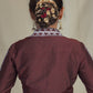 Classy Coffee Brown Collared  Cotton Silk Hand Painted Blouse