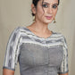 Grey Handloom Cotton Blouse with Ikat Combination