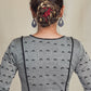 Grey Cotton Handloom Blouse with  Embroidery work all over and pom pom lace . Lining Given