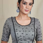 Grey Cotton Handloom Blouse with  Embroidery work all over and pom pom lace . Lining Given