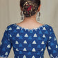 Cotton Indigo Blouse With Scalloped Neck, Sleeves and Hem
