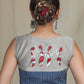 Striped Cotton Indigo Blouse with Exclusive Hand Painting on Chanderi Fabric