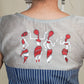 Striped Cotton Indigo Blouse with Exclusive Hand Painting on Chanderi Fabric