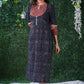 Navy Blue cotton Ajrakh kurta with Red Ajrakh yoke