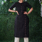 Black Ikat Assyemtric Front kurta