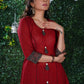 Simple Elegant Maroon Cotton kurta with Ajrak Border