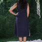 Blue striped Cotton one piece dress with embroidery on neckline