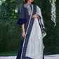 Blue Ikat Cotton Kurta with Elegant Embroidery and matching Chanderi Dupatta - 2 Pc