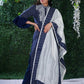 Blue Ikat Cotton Kurta with Elegant Embroidery and matching Chanderi Dupatta - 2 Pc