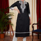 Graceful Black & White Ikat Combination Kurta, Pant , Dupatta Set - 3 Pc