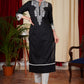 Graceful Black & White Ikat Combination Kurta, Pant , Dupatta Set - 3 Pc