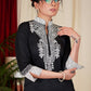 Graceful Black & White Ikat Combination Kurta, Pant , Dupatta Set - 3 Pc