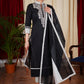 Graceful Black & White Ikat Combination Kurta, Pant , Dupatta Set - 3 Pc