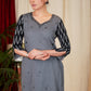 Classy Grey and Black Combination Kurta with mirror work embroidery with Chanderi Dupoatta - 2 Pc