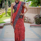Exquisite Ajrakh cotton animal print maroon & black saree