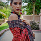 Exquisite Ajrakh cotton animal print maroon & black saree