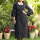 Exclusive Black Cotton Silk Hand Embroidered Peplum Sleeve Kurti - Pant Optional