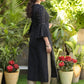 Exclusive Black Cotton Silk Hand Embroidered Peplum Sleeve Kurti - Pant Optional