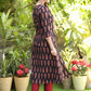 Trendy Black Cotton Ajrakh with Mustard Hand Embroidery and Red Patti - Pant Optional
