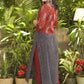 Smart Black Cotton Line Ajrakh Kurta with Printed Cotton Short Shrug - Pant Optional