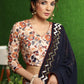 Classy blue Georgette & Satin combination saree with beautiful hand work