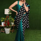 Exquisite black double Ikat & turquoise combination saree with hand painted Gond border