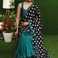 Exquisite black double Ikat & turquoise combination saree with hand painted Gond border