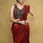 Plan Red Cotton Silk Saree