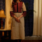 Straight Cut Cotton Handloom Kurta with Ajrakh  yoke and sleeves