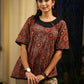 Maroon asymmetrical Ajrakh printed designer top