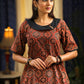 Maroon asymmetrical Ajrakh printed designer top