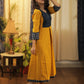A-line Slightly Pleated Handloom Cotton  Kurta / One piece dress with Ikat and Hand Stitched Kites on the Yoke