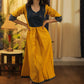 A-line Slightly Pleated Handloom Cotton  Kurta / One piece dress with Ikat and Hand Stitched Kites on the Yoke