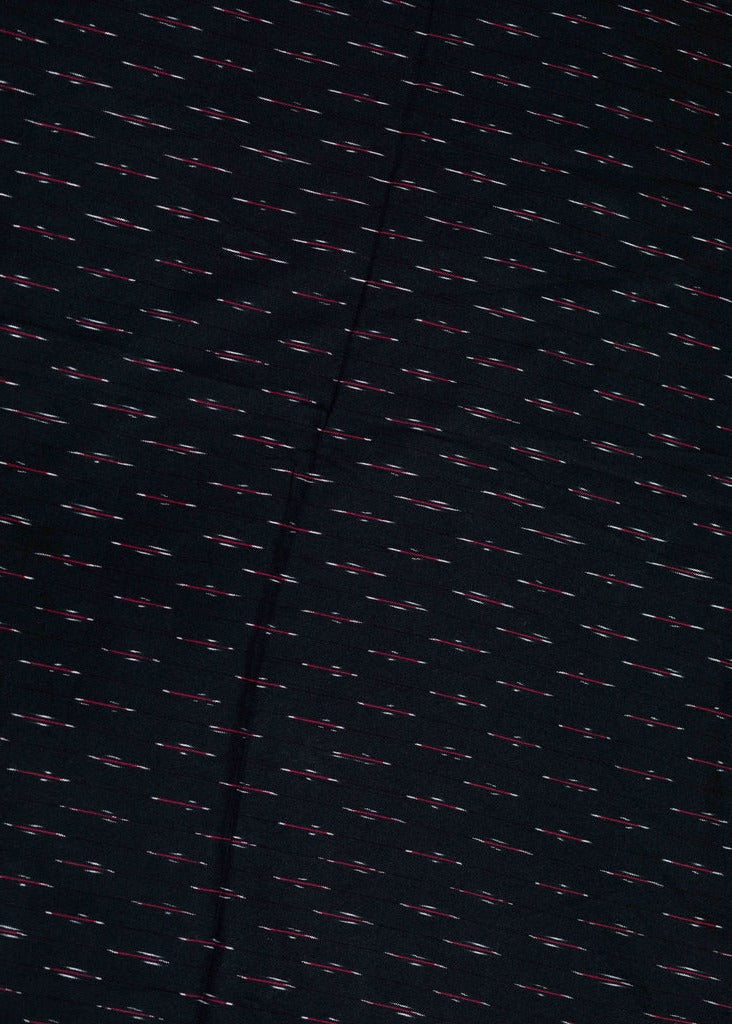 Black Small Print Cotton Ikat Fabric