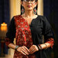 Black handloom cotton & Ajrakh combination top