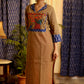 Straight Cut Handloom cotton Kurta with exclusive hand painted Gond Tribal Art and Ikat