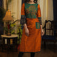 Straight Cut Rust Cotton silk Kurta with Exclusive Embroidered yoke and Pocket