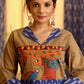Straight Cut Handloom cotton Kurta with exclusive hand painted Gond Tribal Art and Ikat