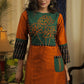 Straight Cut Rust Cotton silk Kurta with Exclusive Embroidered yoke and Pocket